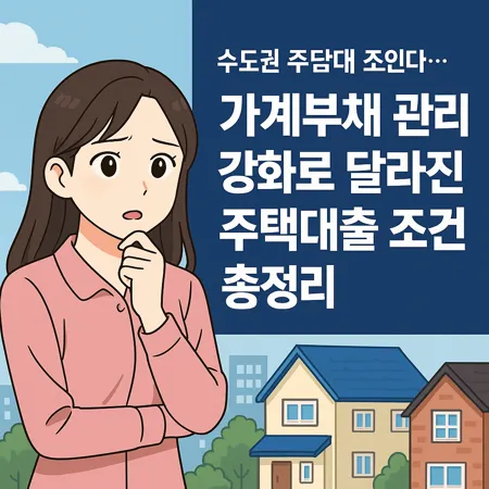 수도권 주택담보대출 조인다…가계부채 관리 강화로 달라진 주담대 조건 총정리 1 수도권 주택담보대출 조인다…가계부채 관리 강화로 달라진 주담대 조건 총정리