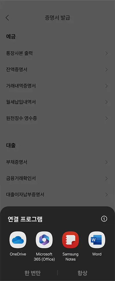 케이뱅크 부채증명서 발급하는 방법 8 연결프로그램을 선택합니다.