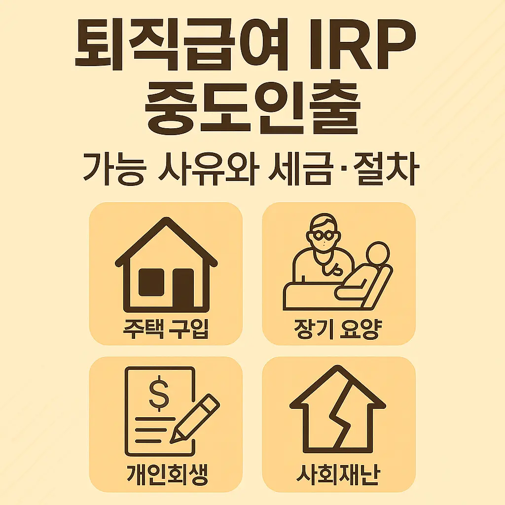 퇴직급여 IRP 중도인출 가능 사유와 세금, 절차, 전략 총정리 1 퇴직급여 IRP 중도인출 가능 사유와 세금, 절차, 전략 총정리