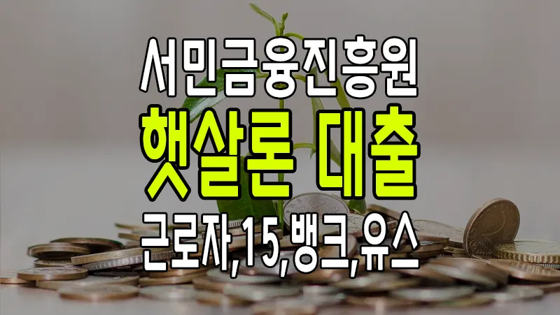 서민금융진흥원 정부지원대출 햇살론 근로자 15 뱅크 유스 요약