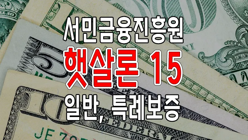 햇살론 15 대출 일반 특례보증 서민금융진흥원 고금리대안자금