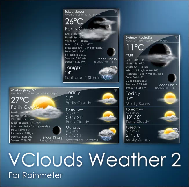Rainmeter - VClouds Weather 2 (한글)레인미터 스킨