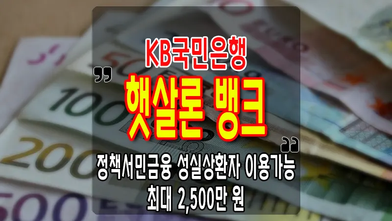 국민은행 햇살론 뱅크 서민금융진흥원 이용대상