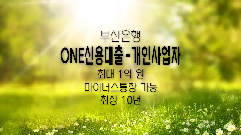 부산은행 ONE신용대출-개인사업자 전용 상품 요약 정리 마이너스통장 가능