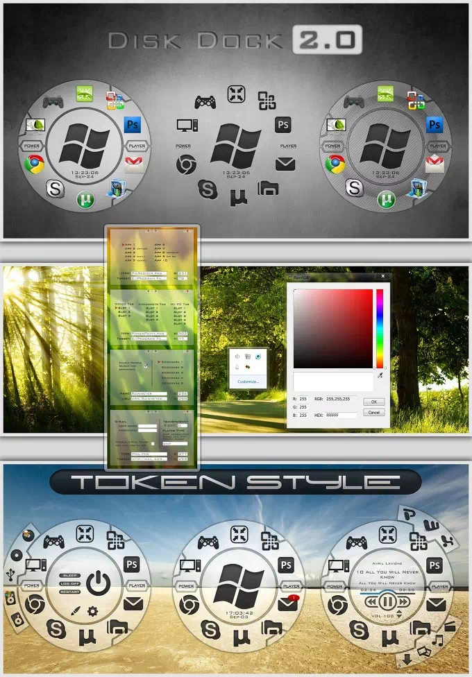 Rainmeter - Disk Dock 2.0 레인미터 스킨