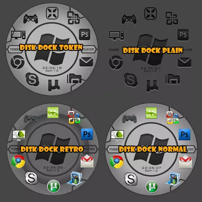 Rainmeter - Disk Dock 2.0 레인미터 스킨 2 Rainmeter - Disk Dock 2.0 레인미터 스킨 1