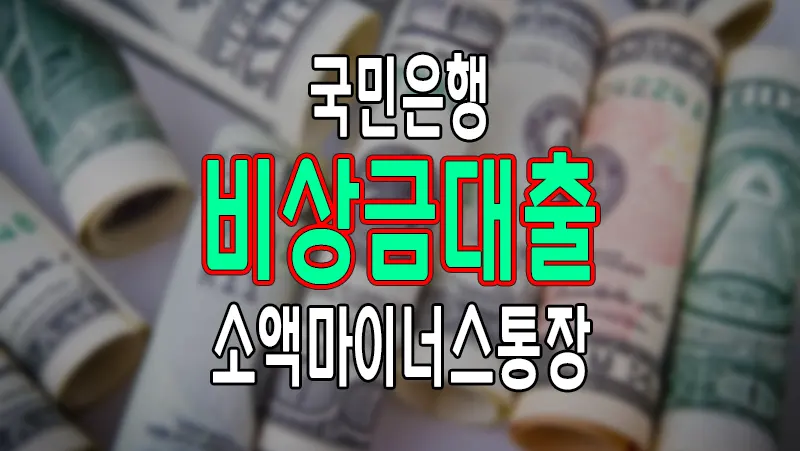 국민은행 비상금대출 주부 무직자도 가능한 300만원 소액 마이너스 통장