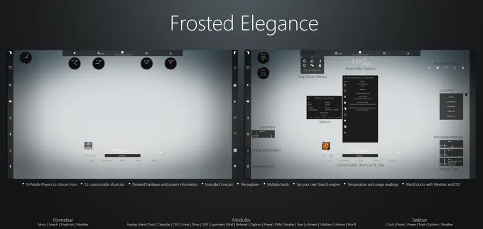 Rainmeter - Frosted Elegance 2.4.5 레인미터 스킨 1 Rainmeter - Frosted Elegance 2.4.5 레인미터 스킨