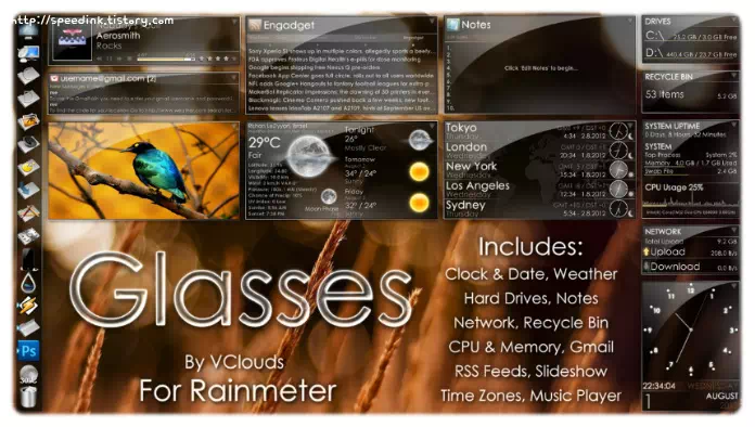 Rainmeter - Glasses 레인미터 스킨 1 Rainmeter - Glasses 레인미터 스킨