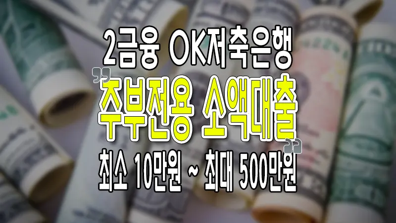 주부 소액대출 2 금융권 OK저축은행 주부 OK론 금리 한도 500