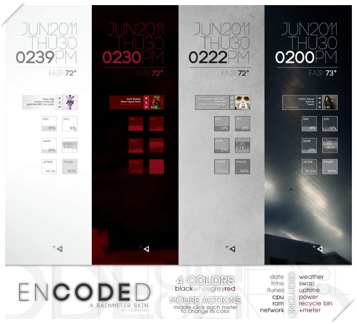 Rainmeter - Encoded v1.2.3 레인미터 스킨 1 Rainmeter - Encoded v1.2.3 레인미터 스킨