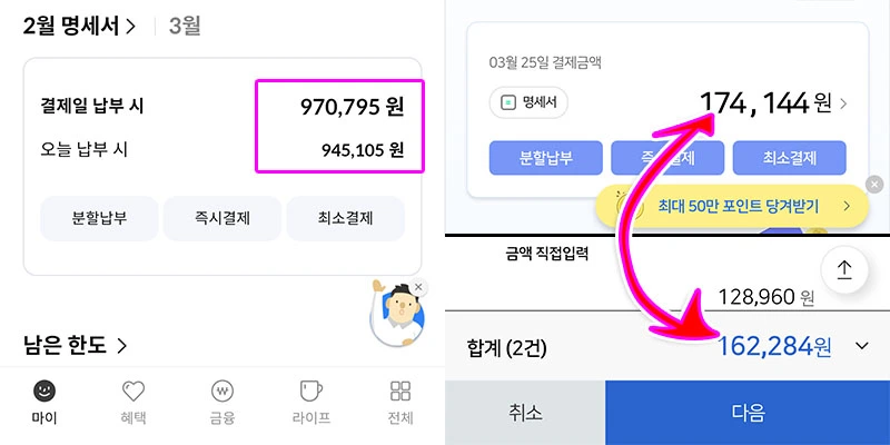 유이자 할부 결제 건 미리내기