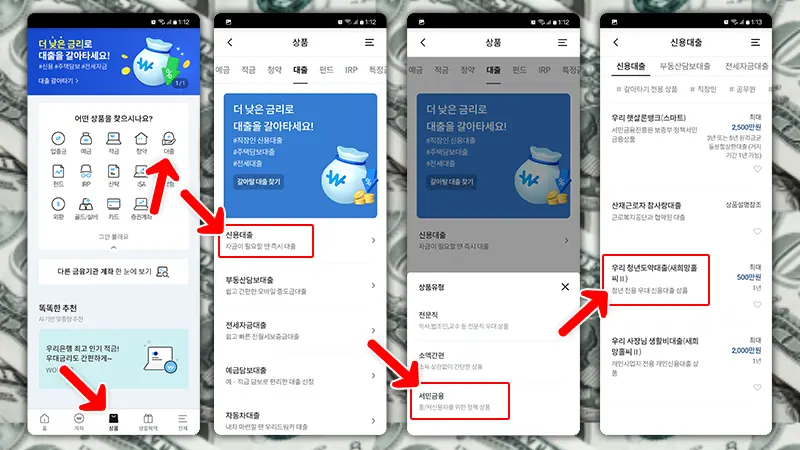 우리은행 청년도약 신용대출(새희망홀씨Ⅱ) 신청방법
